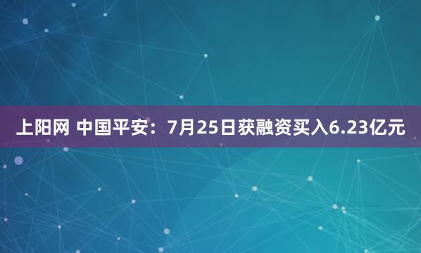 上阳网 中国平安：7月25日获融资买入6.23亿元